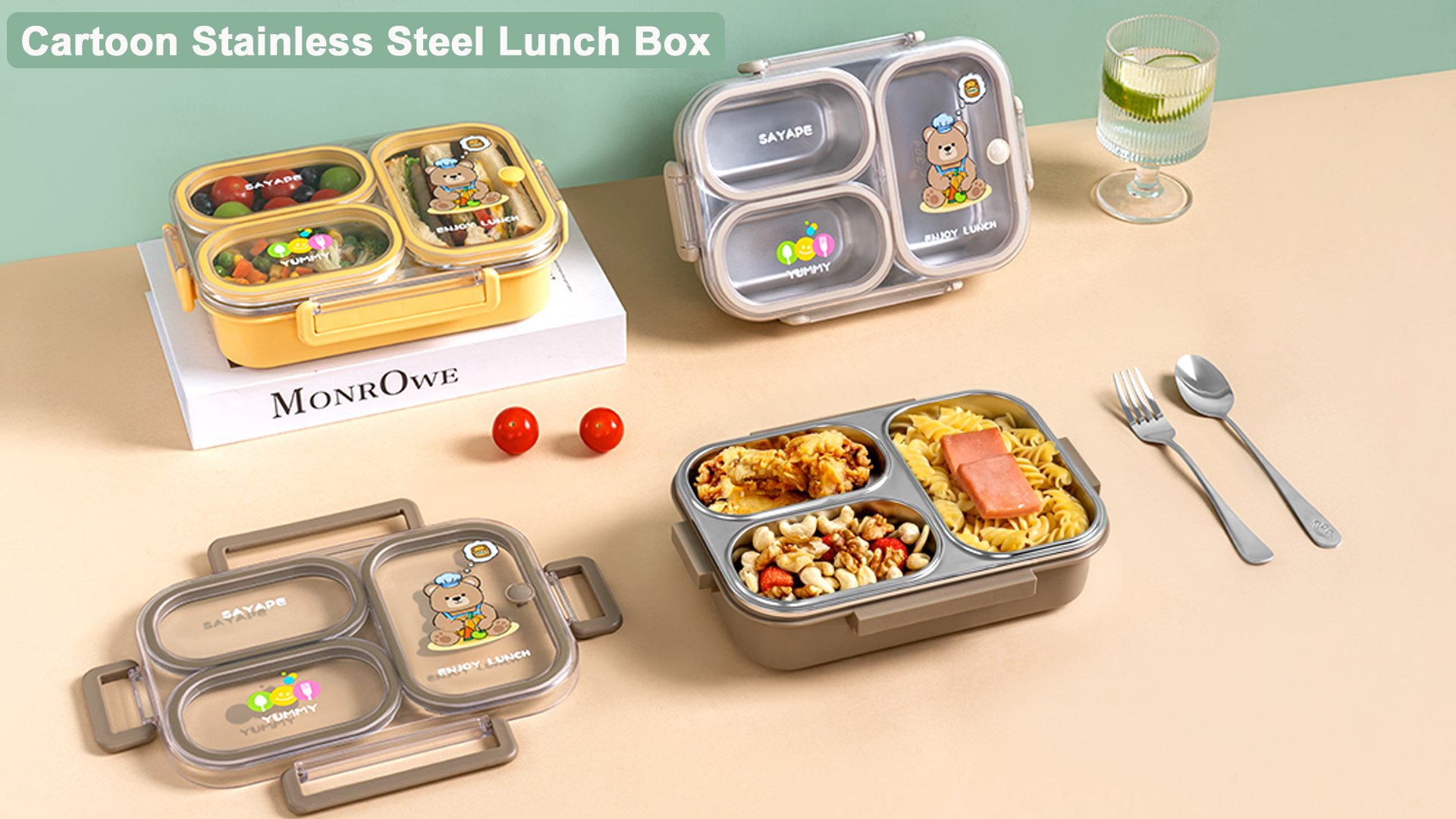 Amazon.com: SAYAPE Stainless Steel Bento Lunch Box for Kids, 26.4